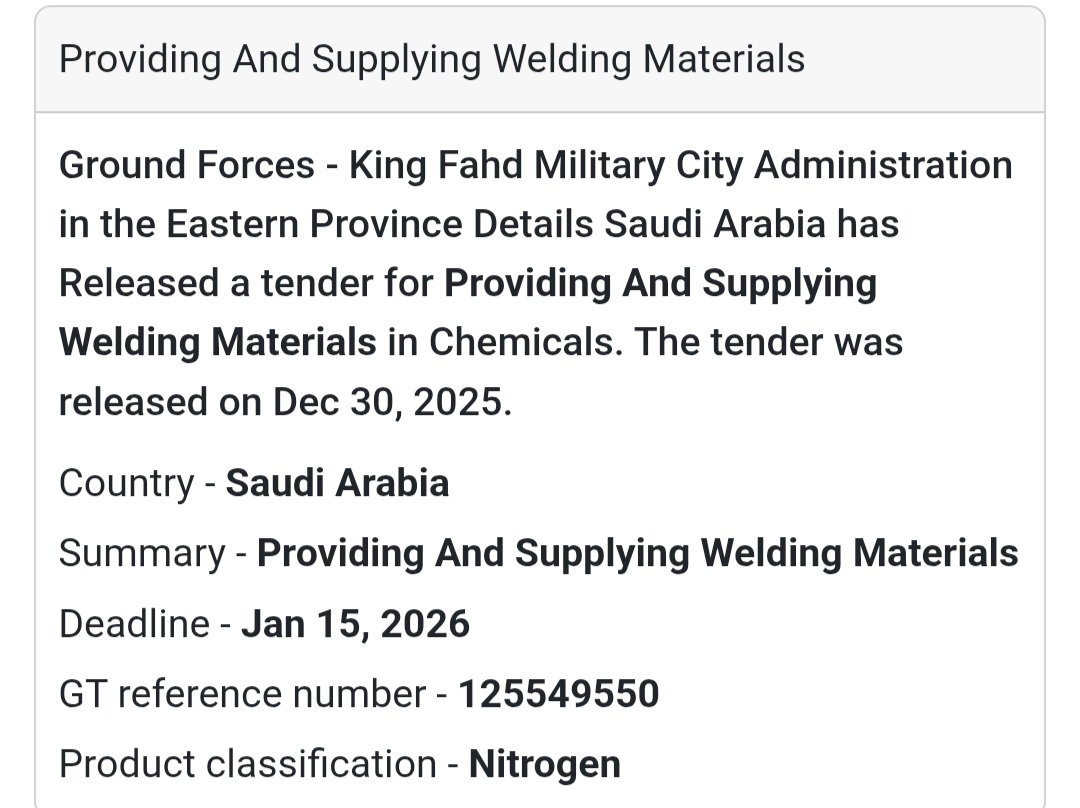 🔩 Industrial Supplies Tender