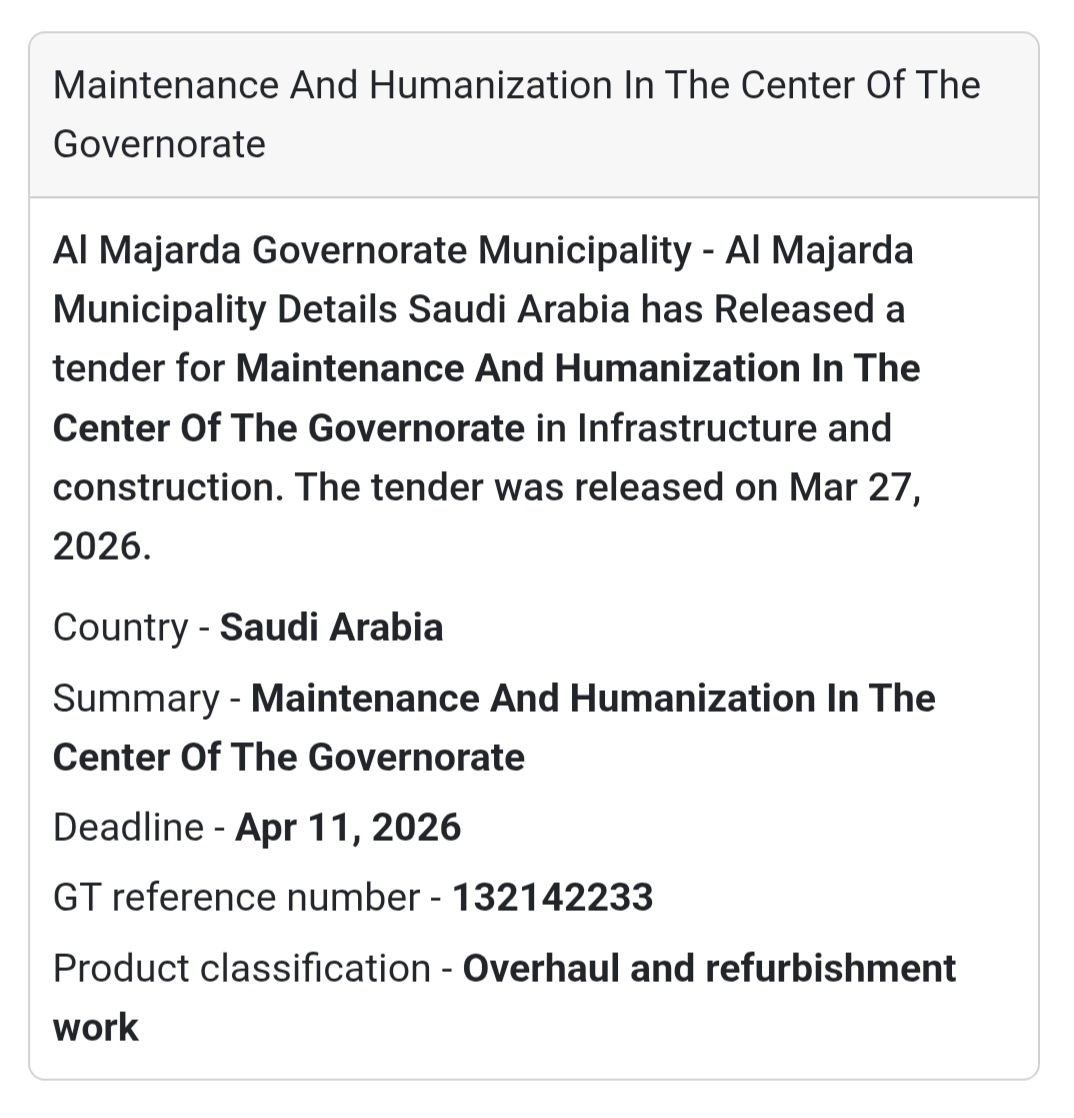 🏙️🏗️ Infrastructure Development Project 🇸🇦 📢 New Tender Alert