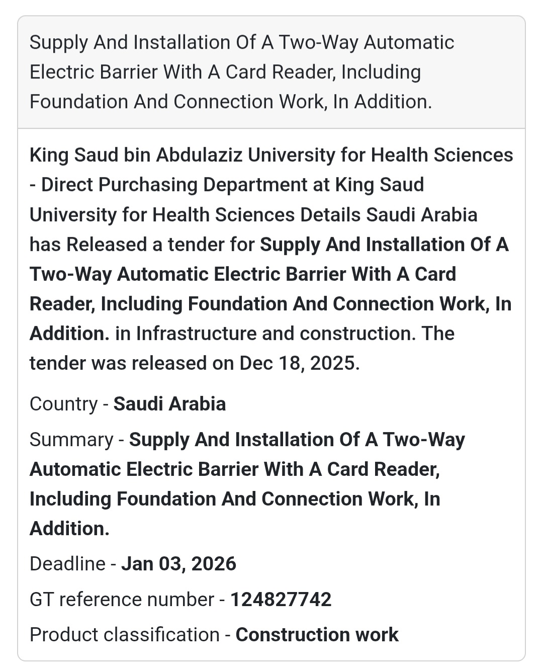🔔 Infrastructure & Security Systems Tender | Saudi Arabia 🇸🇦