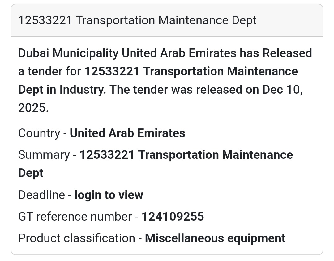 📢 Infrastructure Tender Alert – UAE 🇦🇪