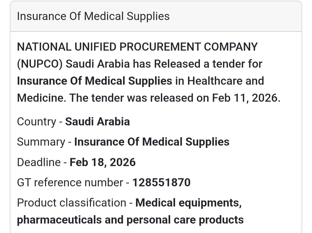 🏥 Insurance of Medical Supplies (Tender 2)