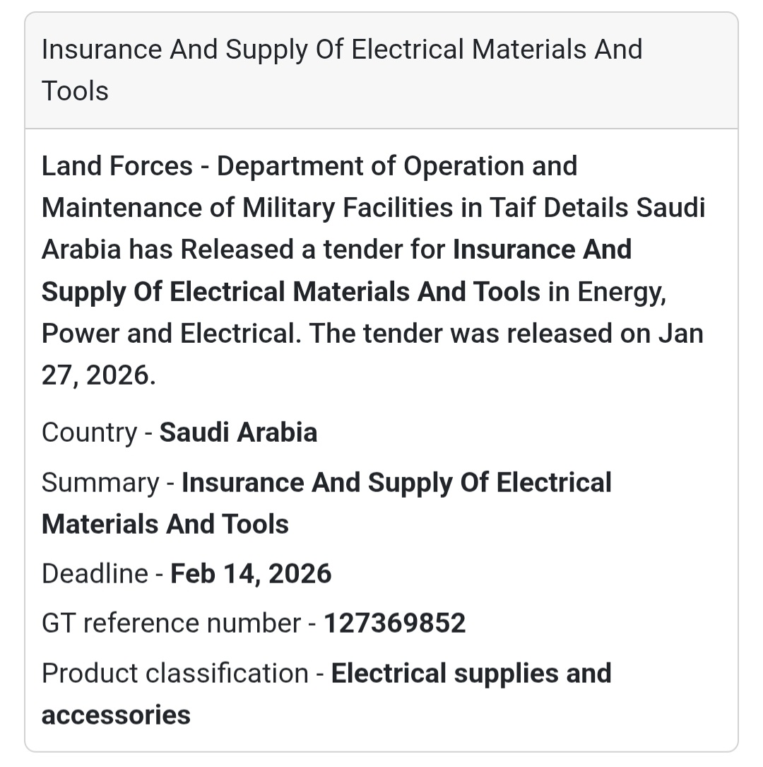 ⚡ Insurance & Supply of Electrical Materials and Tools