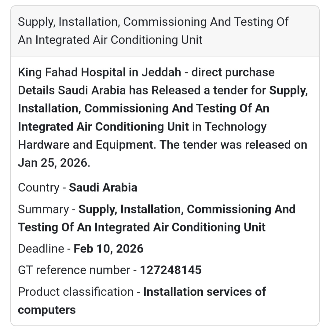 ❄️ Integrated Air Conditioning Unit – Supply & Installation