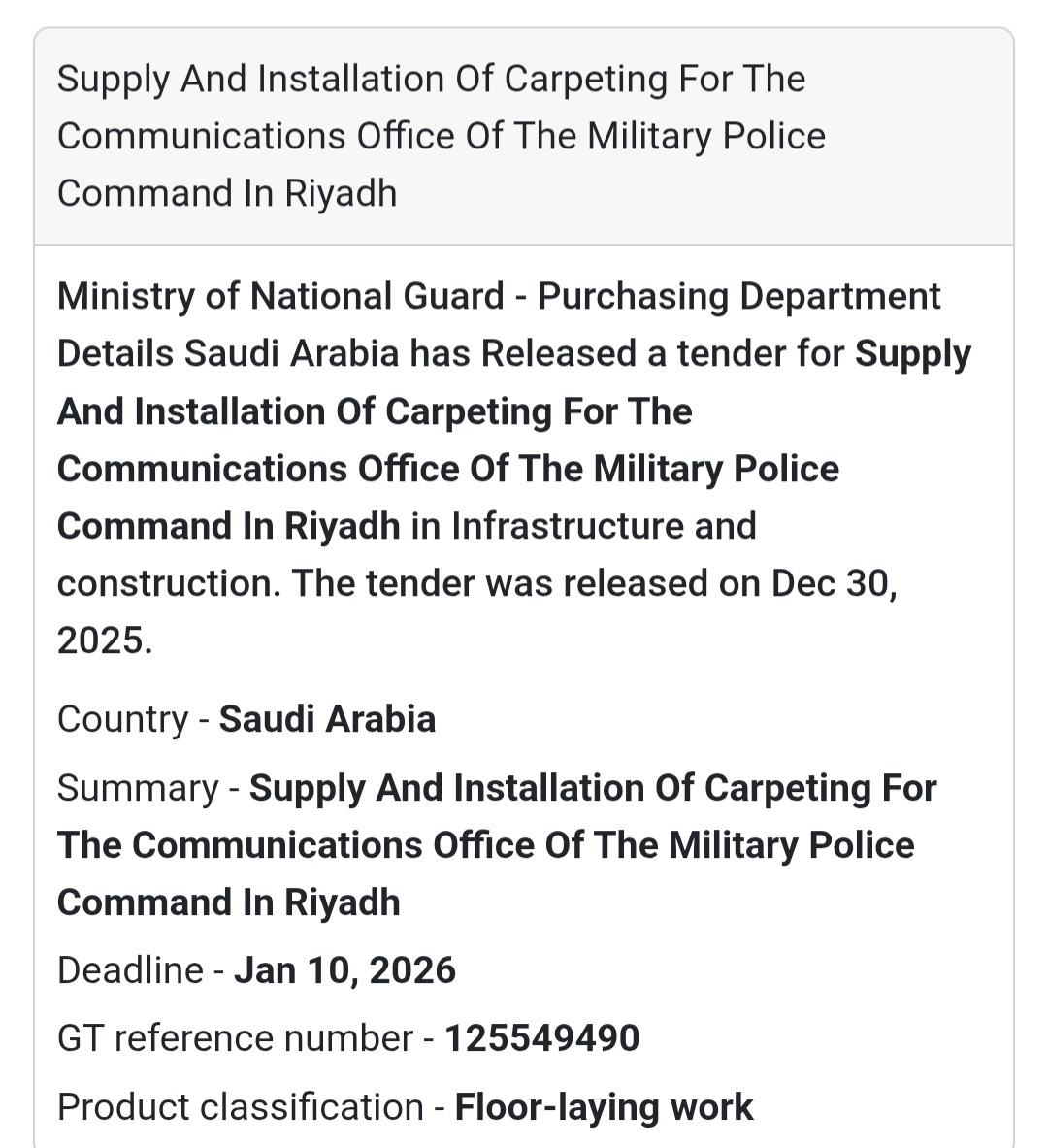 🏢 Interior Works Tender