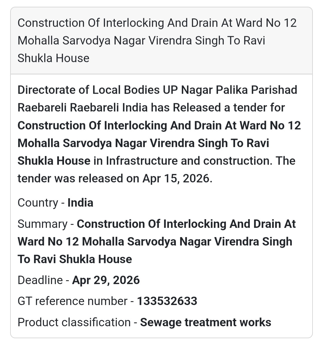 🏗️ Interlocking & Drain Work – Raebareli