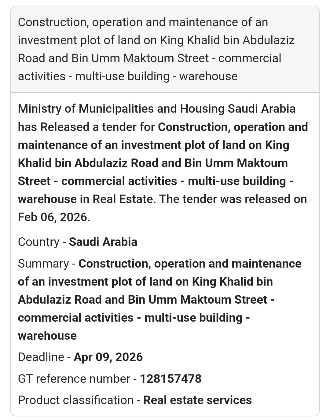 🏗 Investment Land Development – King Khalid Rd