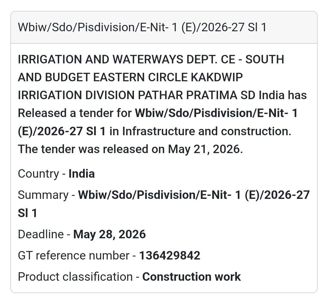 🌊 Irrigation & Waterways Construction Tender