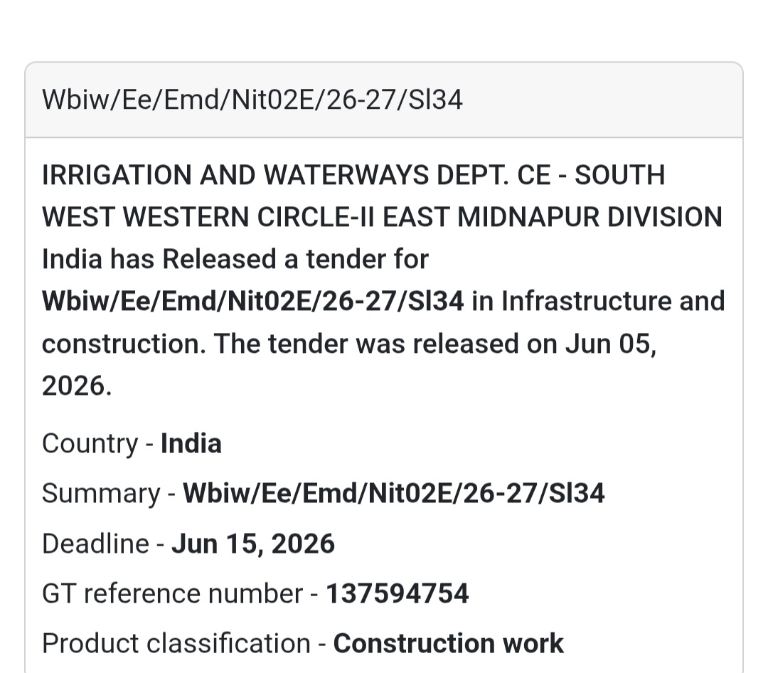 🌊 Irrigation & Waterways Department | Infrastructure Tender