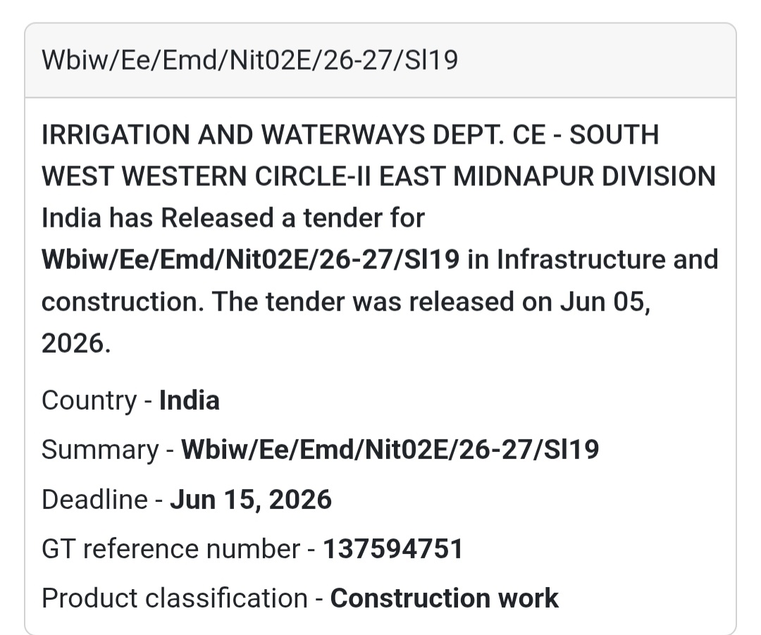 🌊 Irrigation & Waterways Department | Infrastructure Tender