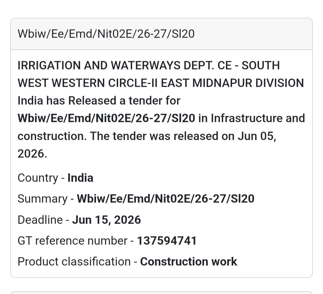 🌊 Irrigation & Waterways Department | Infrastructure Tender
