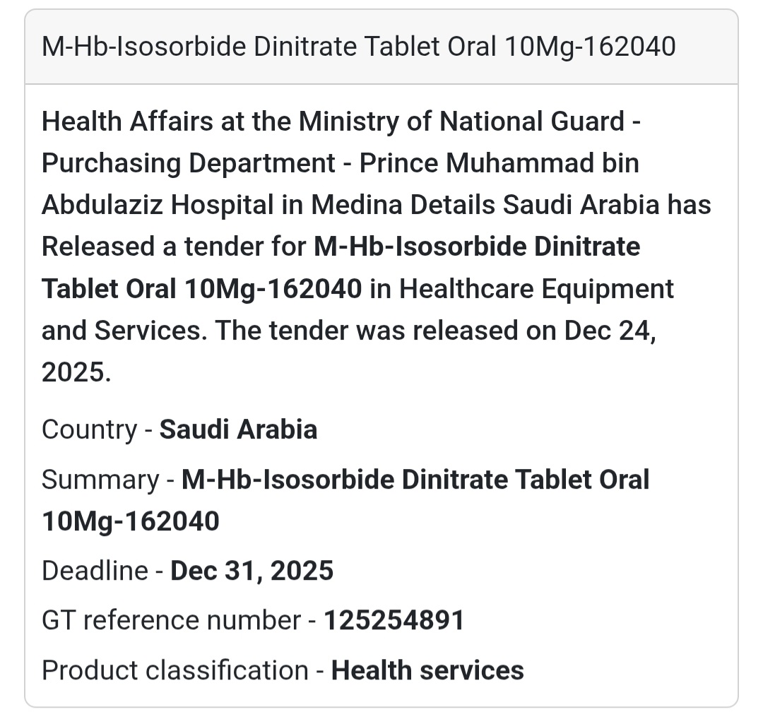 💊 Isosorbide Dinitrate Tablets (10mg) – Saudi Arabia 🇸🇦