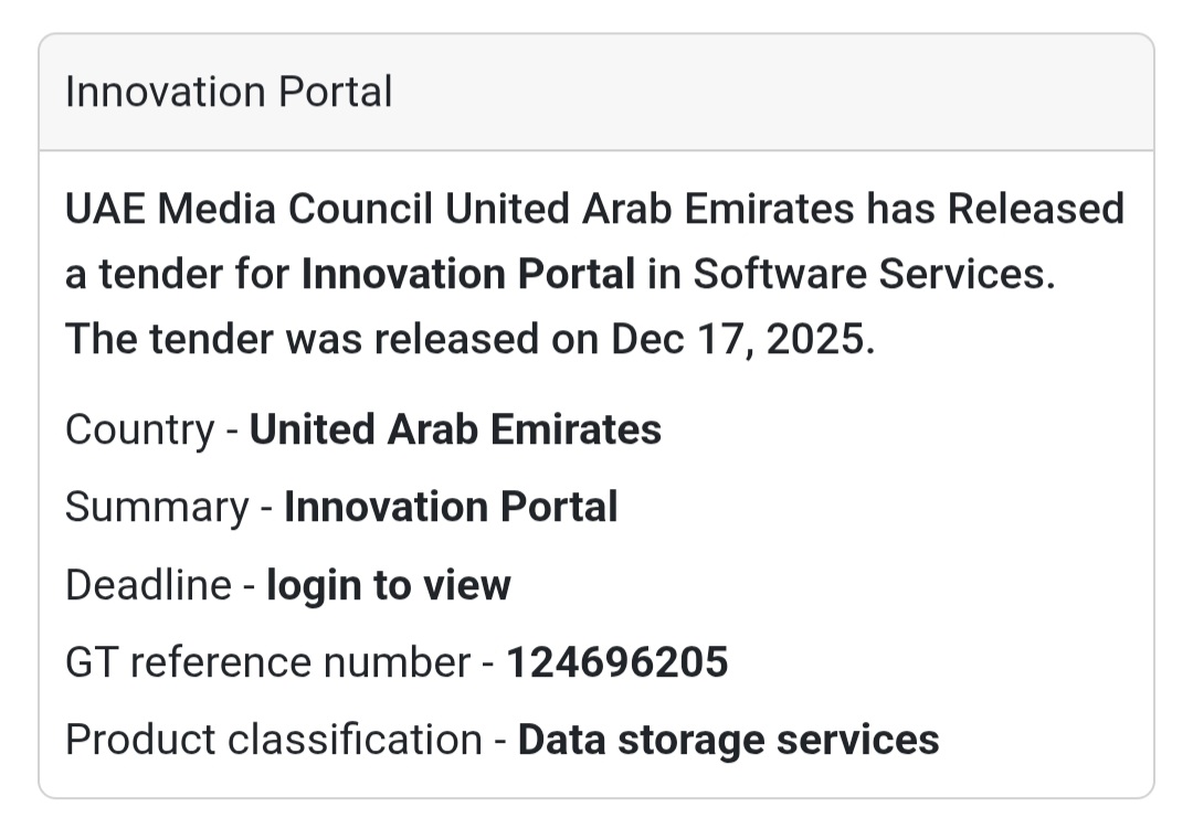 🔔 IT & Digital Services Tender | United Arab Emirates 🇦🇪