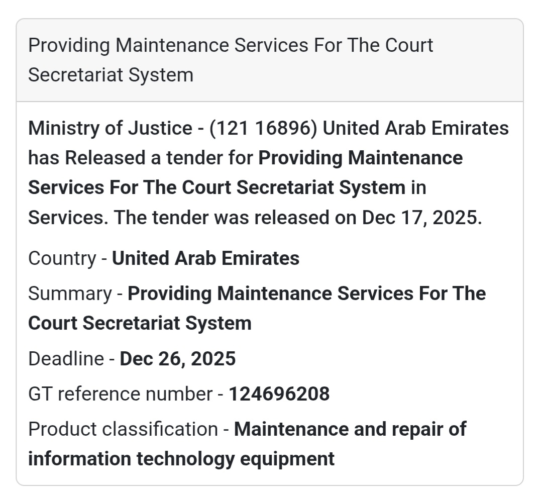 🔔 IT Maintenance Services Tender | United Arab Emirates 🇦🇪