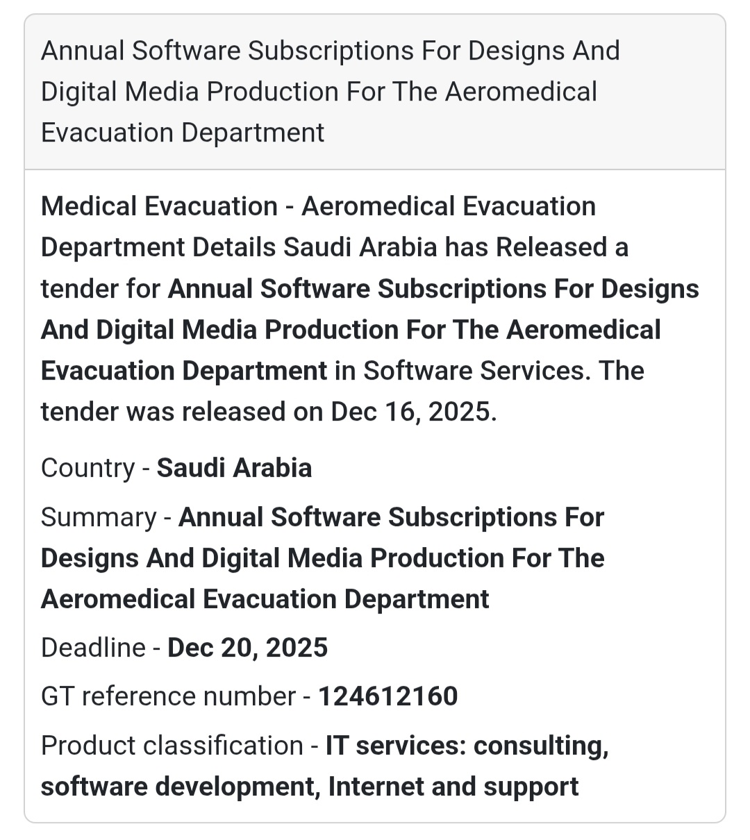🔔 IT & Media Services Tender | Saudi Arabia 🇸🇦