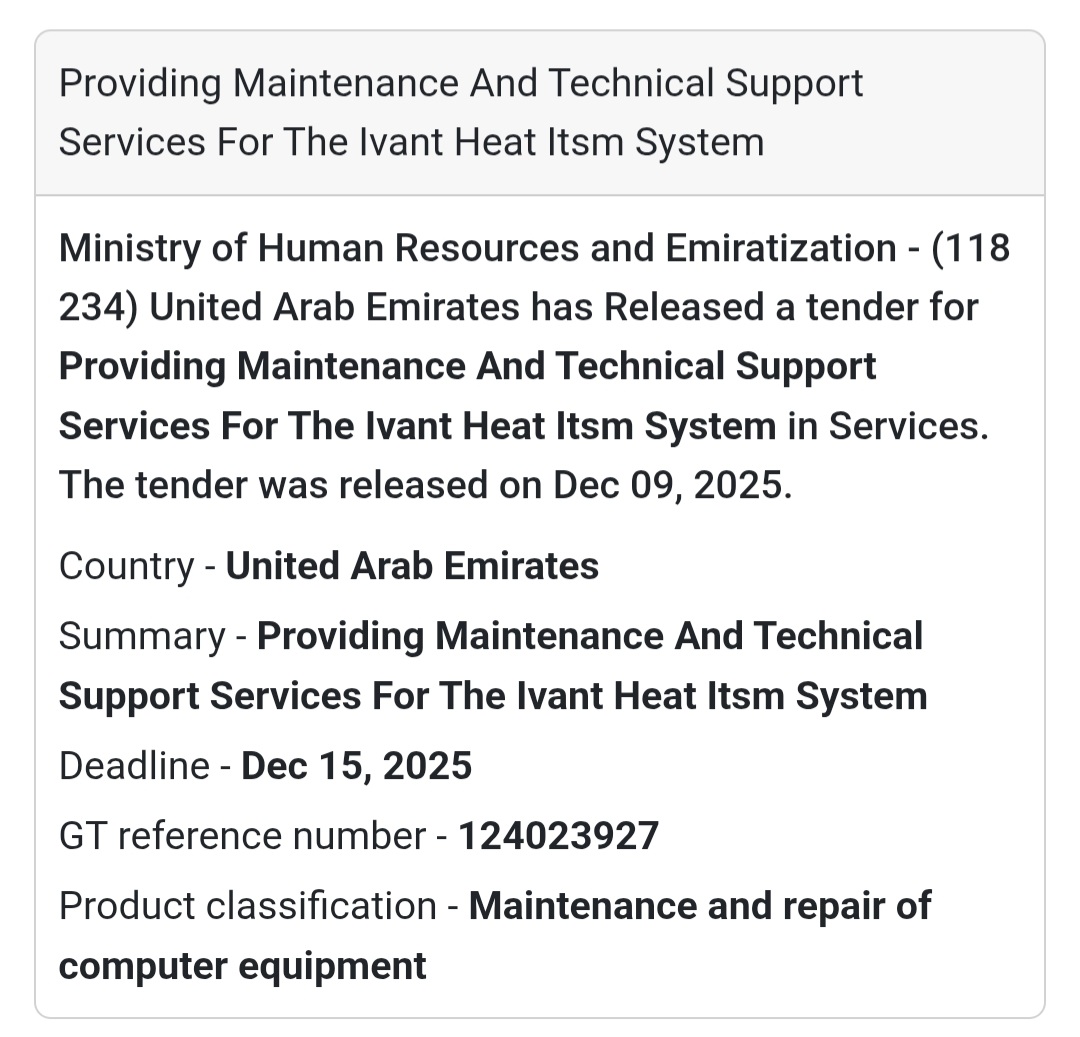 📢 IT Services Tender – UAE 🇦🇪