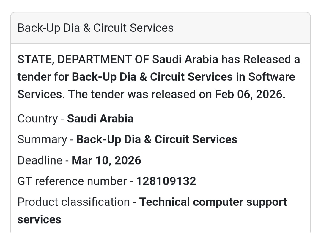 💻 IT Support Tender – Saudi Arabia