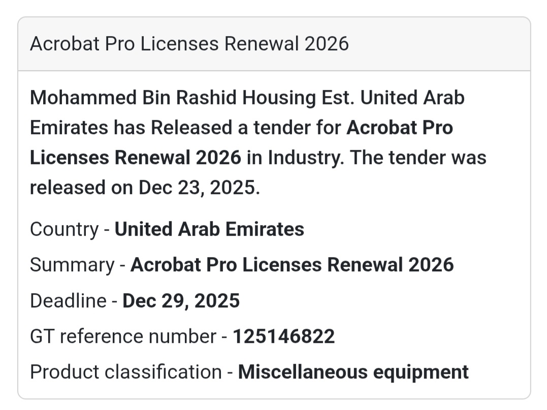 💻 IT Tender | UAE (Mohammed Bin Rashid Housing Establishment)