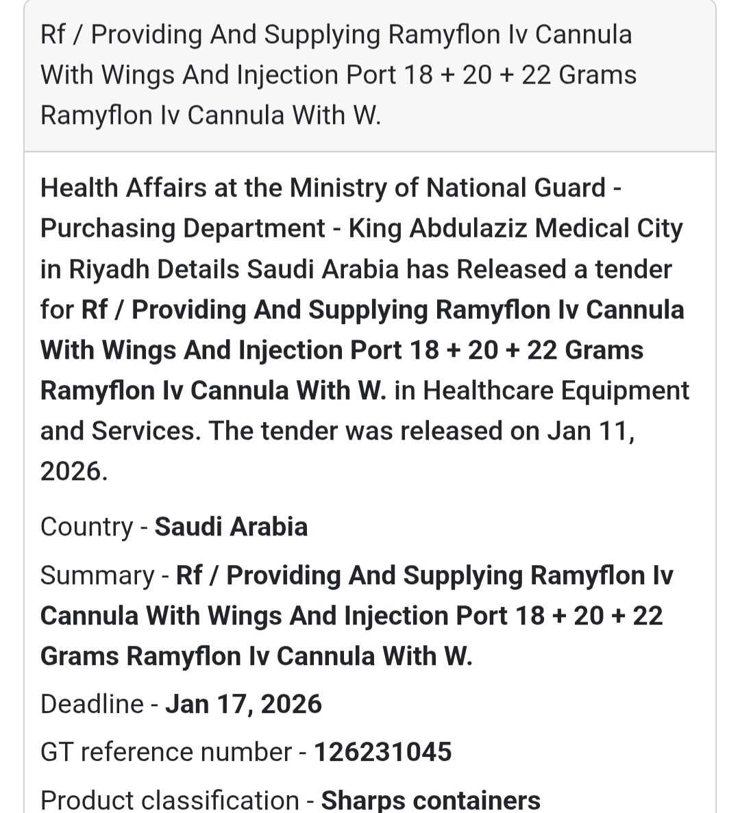 💉 IV CANNULA SUPPLY – RAMYFLON