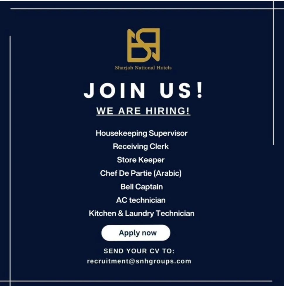 ✨🌟 Join Sharjah National Hotels! Exciting Job Opportunities Await! 🌟✨