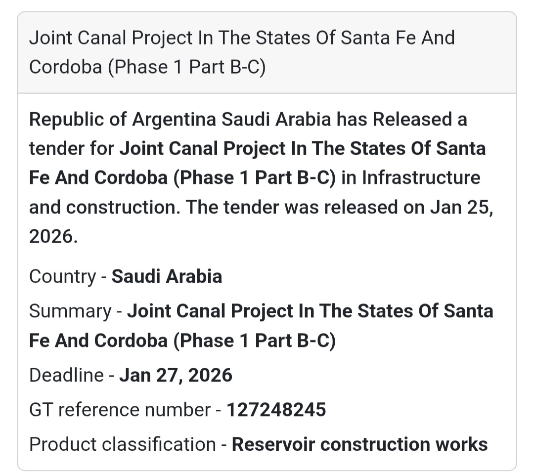 🌊 Joint Canal Project – Santa Fe & Córdoba (Phase 1 B-C)