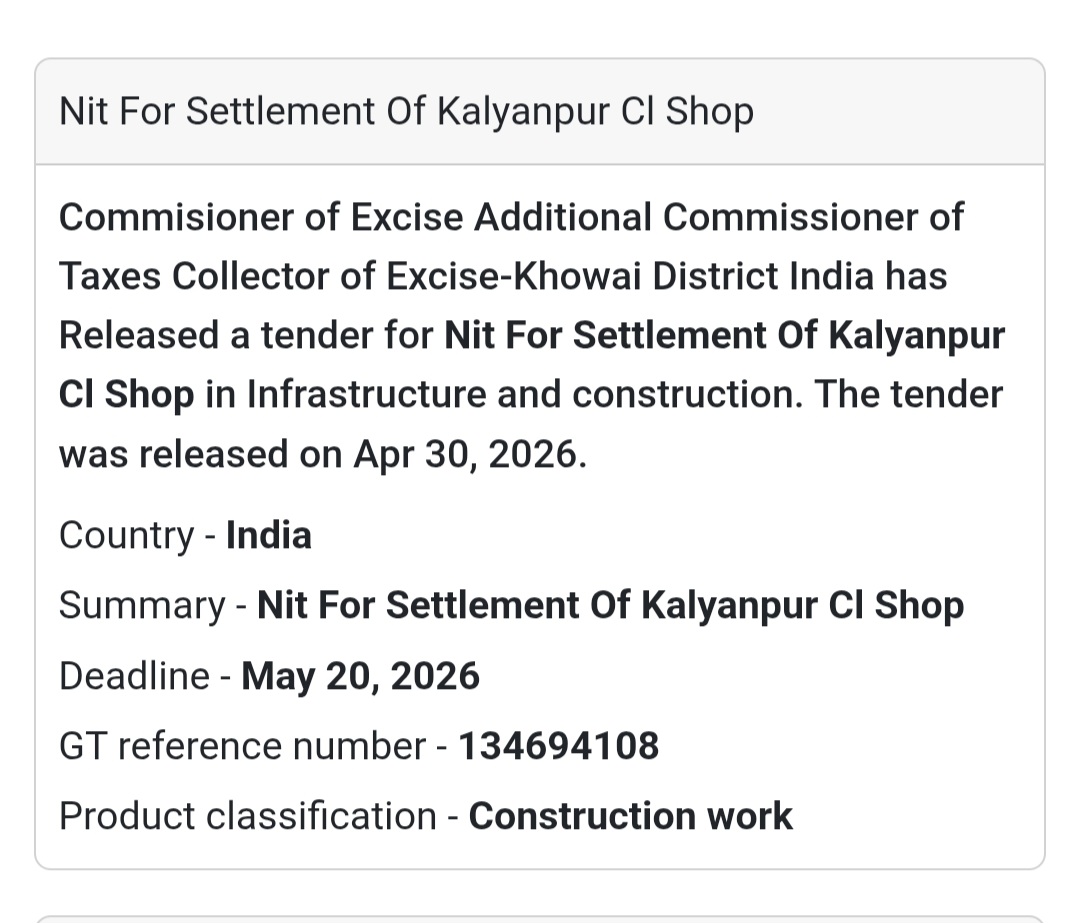 🏪 Kalyanpur CI Shop Tender