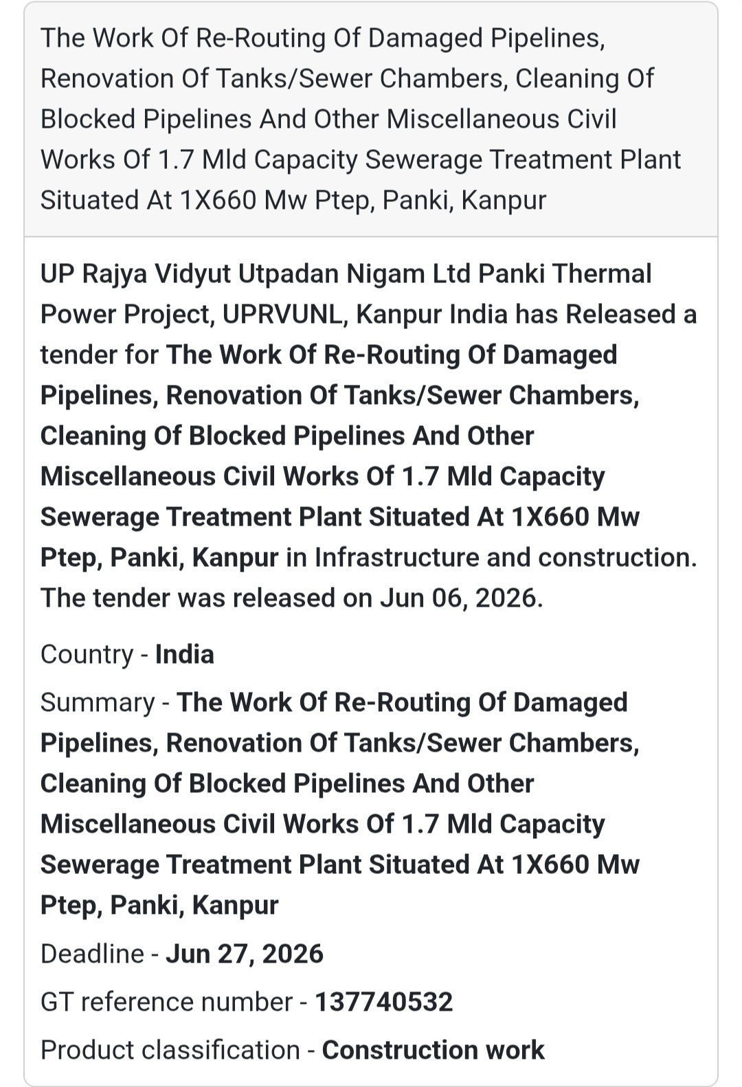 Kanpur, Uttar Pradesh | Sewerage Treatment Plant Civil Works