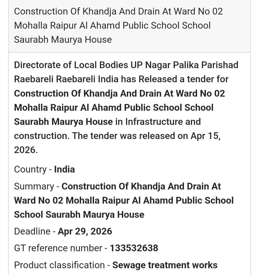 🏗️ Khandja & Drain Work – Raebareli (Ward 02)