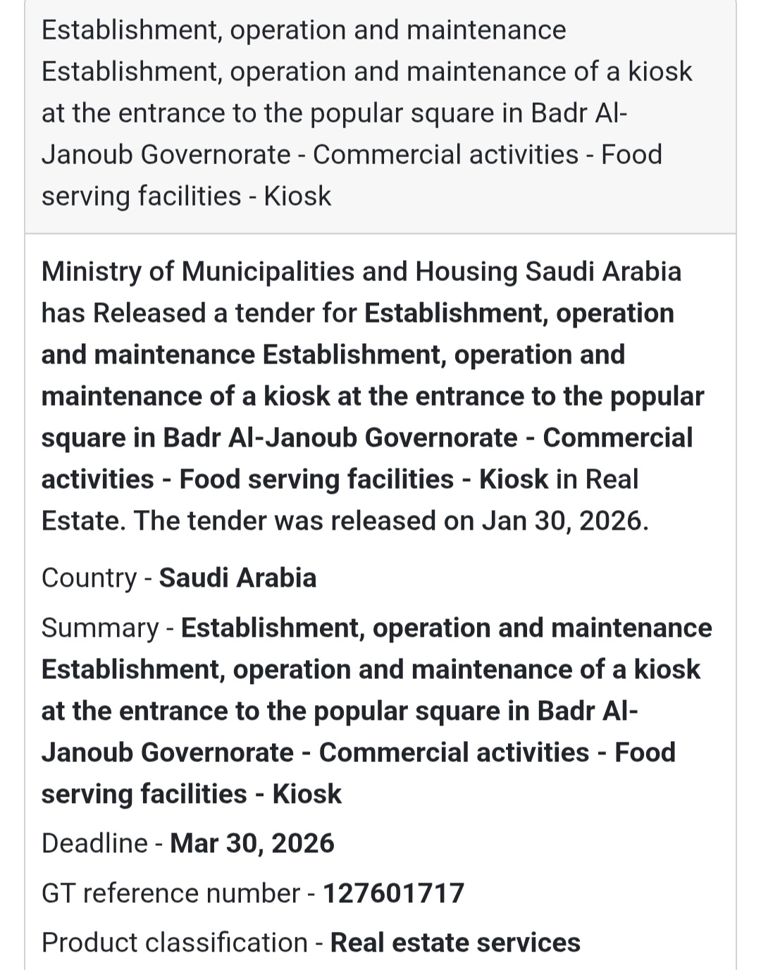 🍔 Kiosk – Popular Square Entrance, Badr Al-Janoub