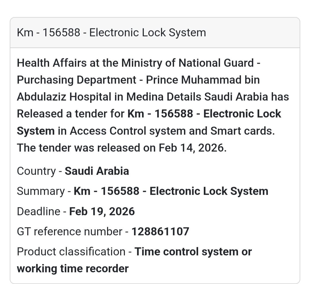 🔐 KM-156588 – Electronic Lock System – KSA