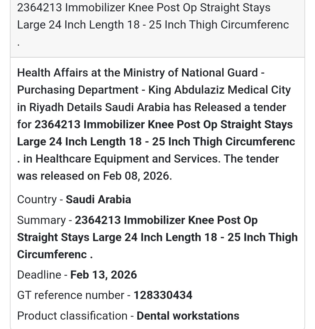 🦵 Knee Immobilizer – Post-Op Straight Stays (Large) 📍 Saudi Arabia
