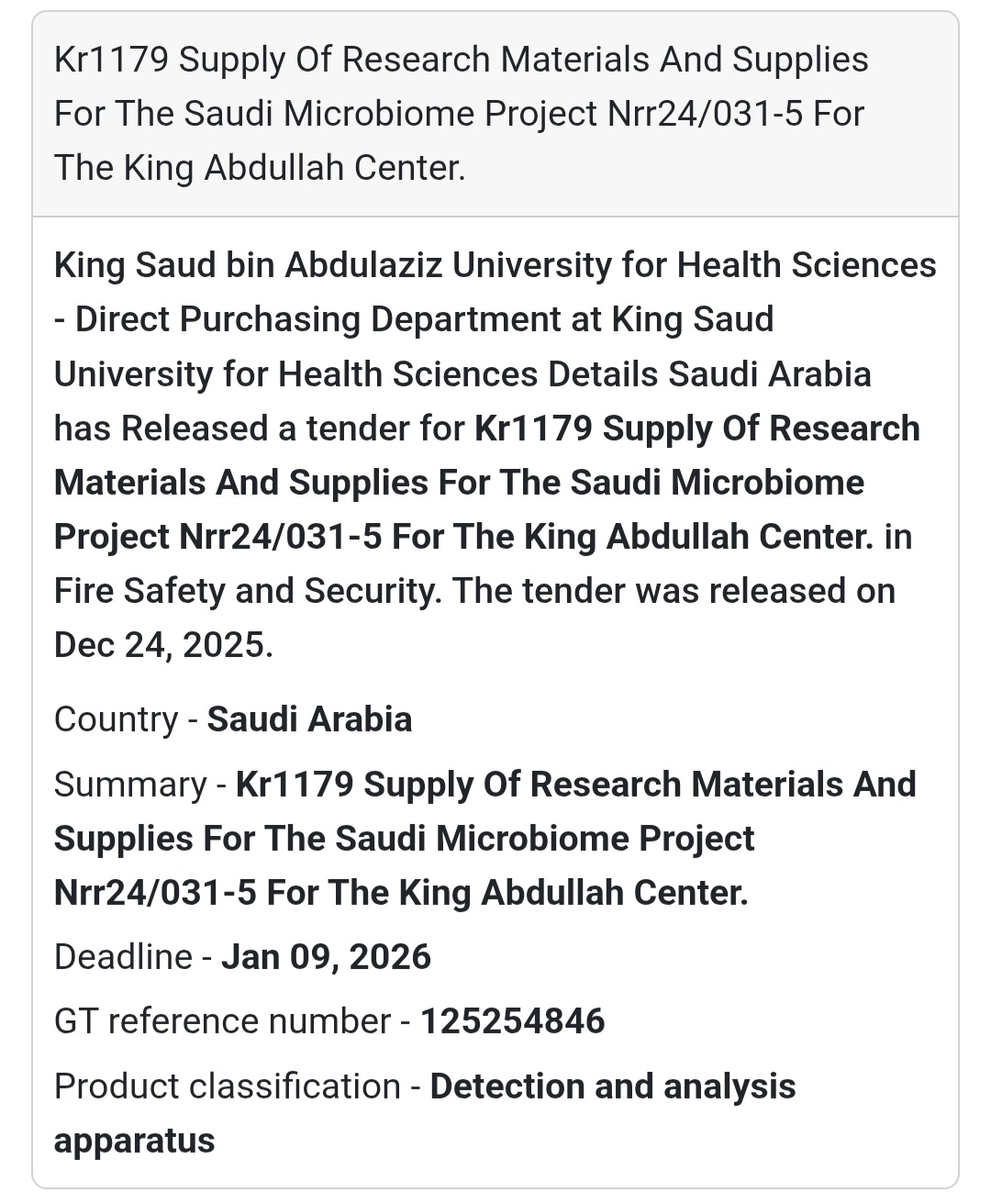 🧫 KR1179 – Research Materials (Saudi Microbiome Project) 🇸🇦