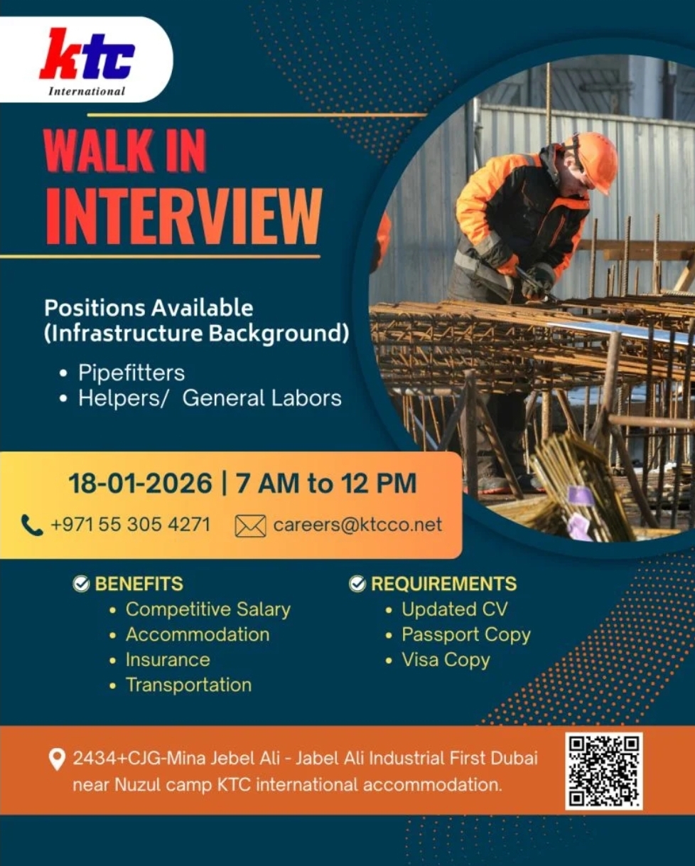 🏗️ KTC International Walk-In Interview – Dubai