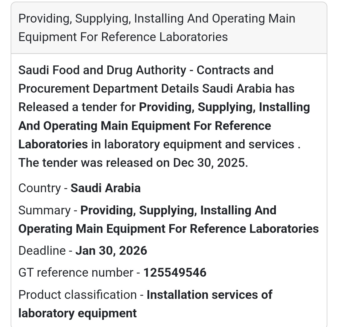 🧬 Laboratory Equipment Mega Tender