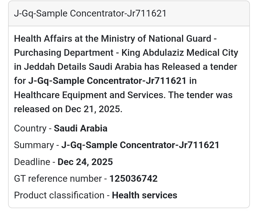 🧫 Laboratory Equipment Tender – Saudi Arabia