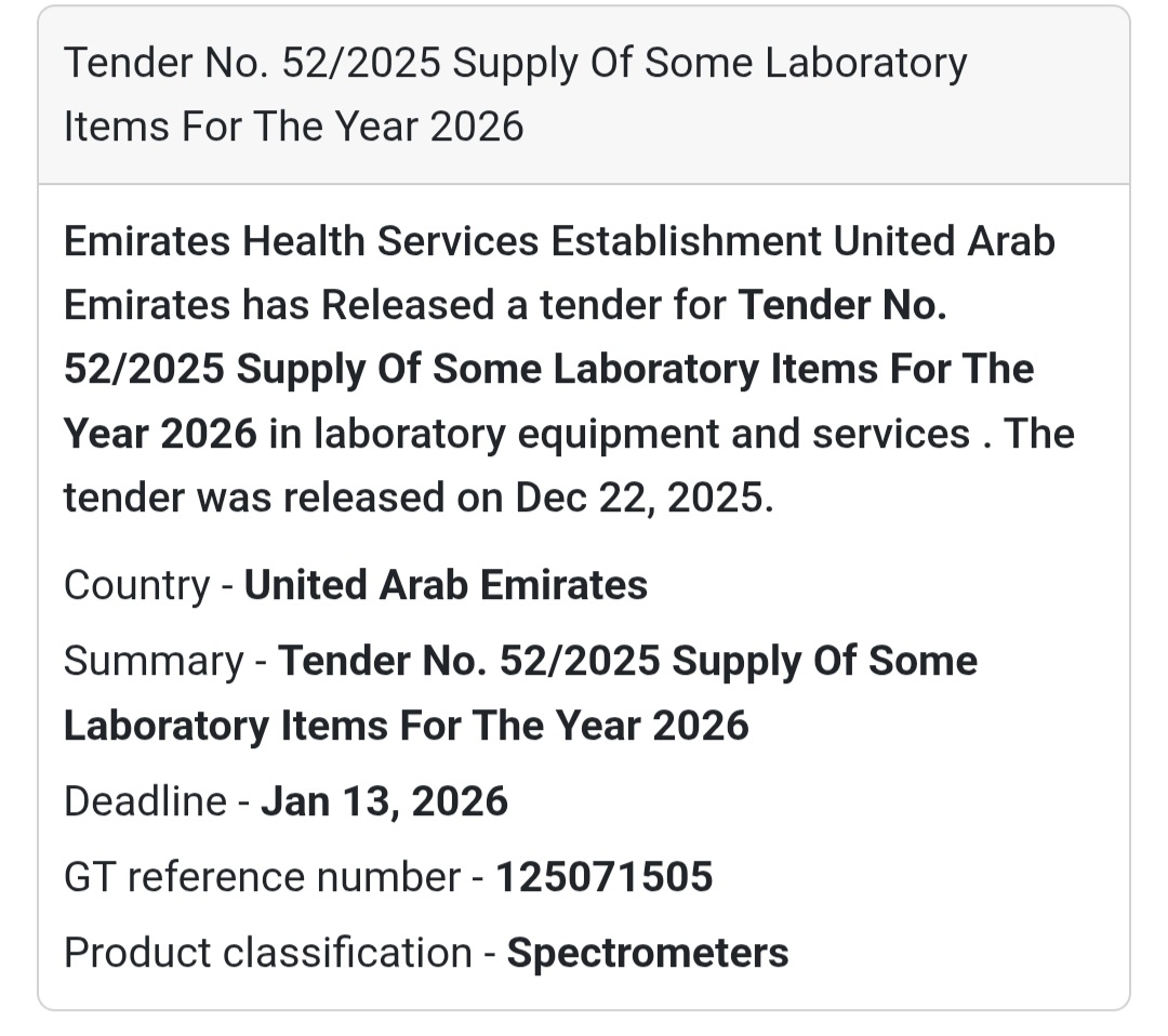 🧪 Laboratory Items Supply Tender – 2026