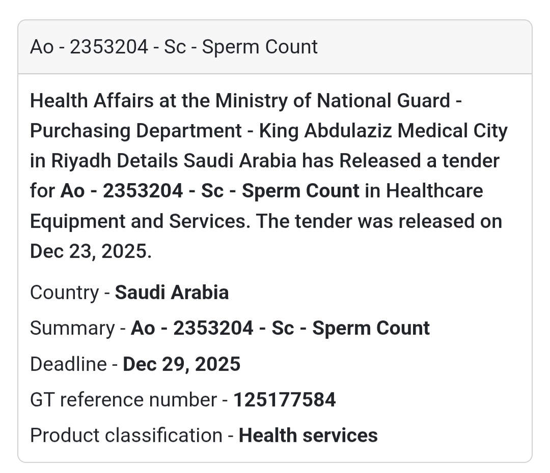 🧬 Laboratory Services Tender – Saudi Arabia 🇸🇦
