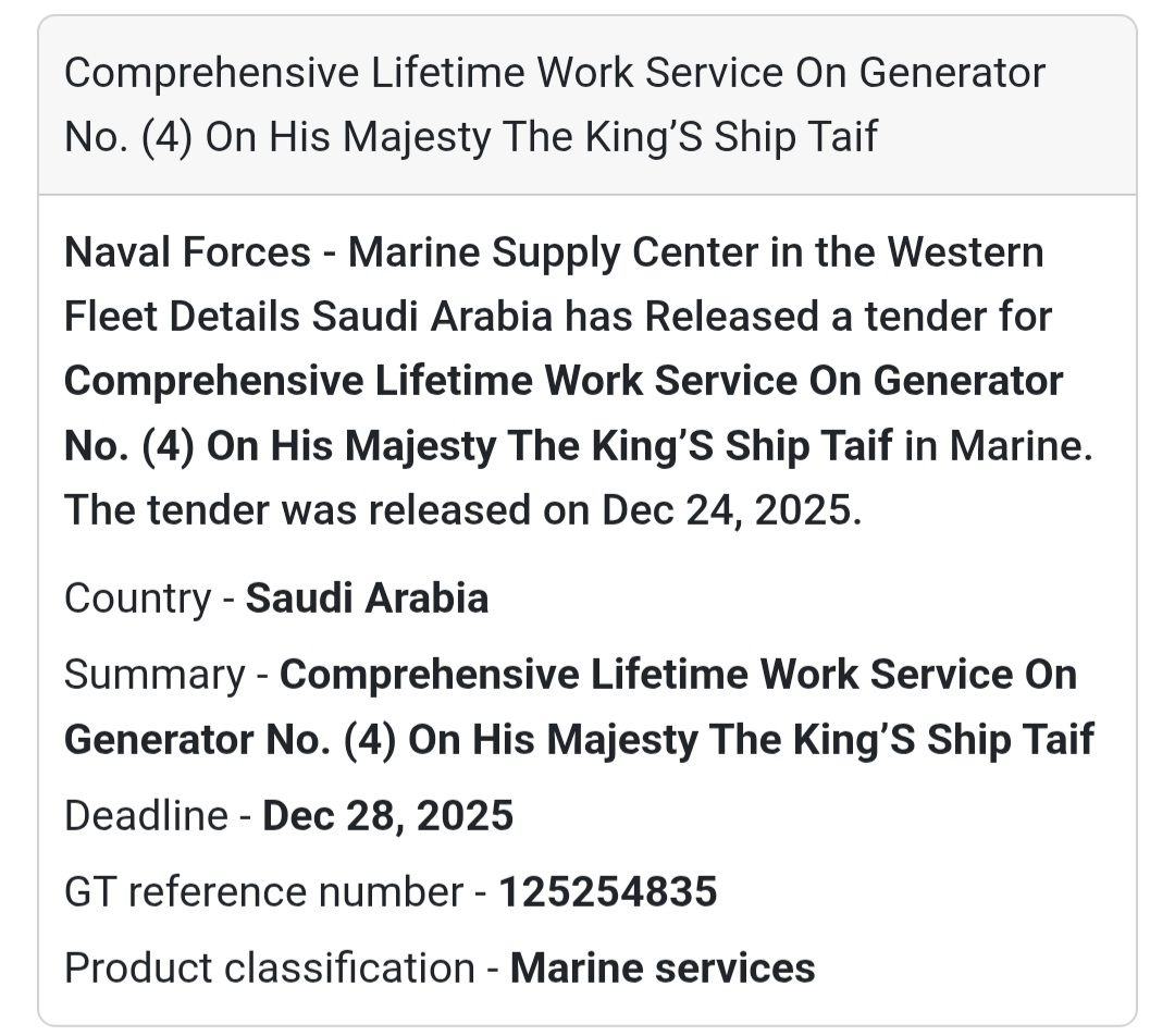 ⚓ Lifetime Service – Generator No. (4), HMS Taif 🇸🇦