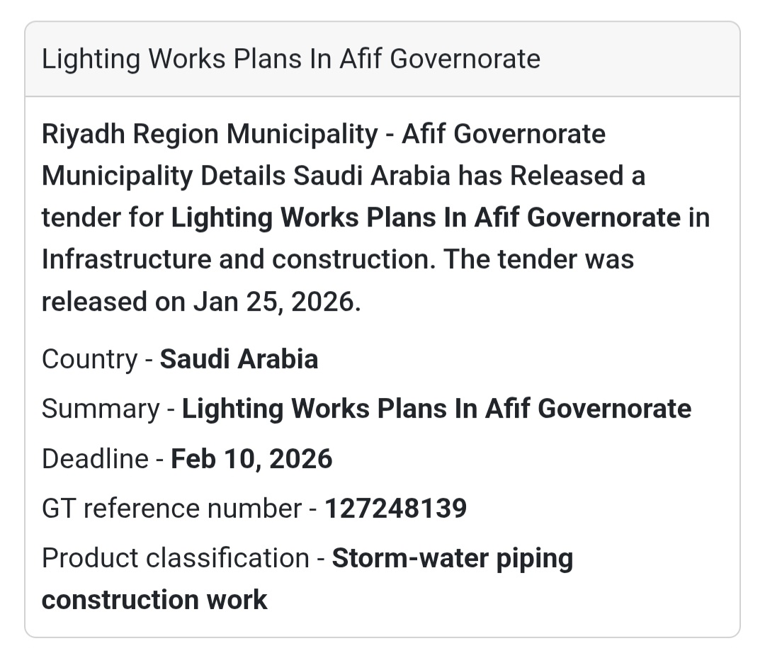 💡 Lighting Works Plans – Afif Governorate