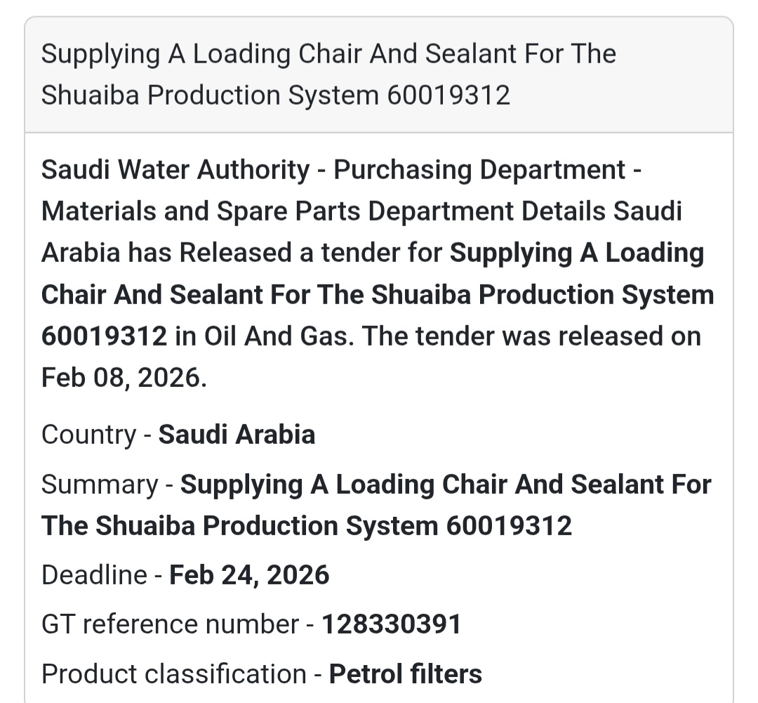 🛢 Loading Chair & Sealant – Shuaiba System