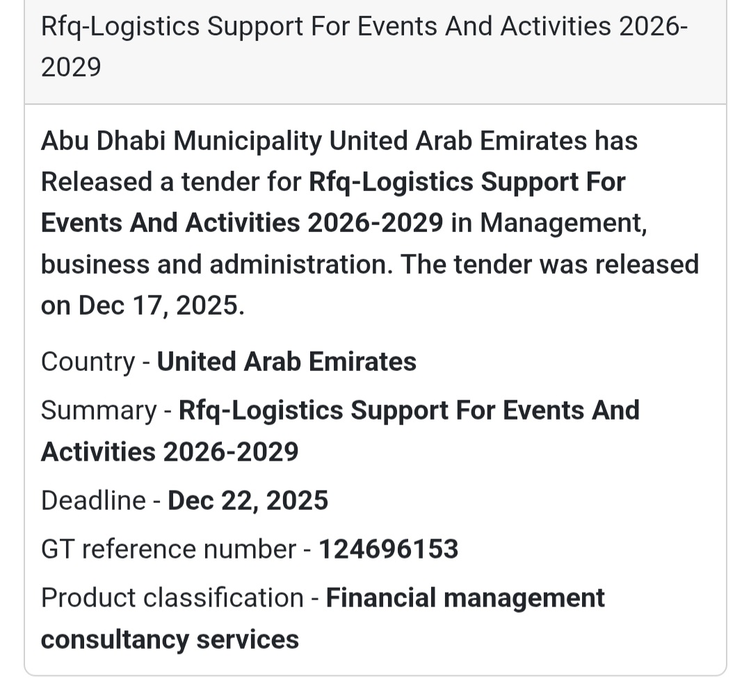 🔔 Logistics & Events RFQ | United Arab Emirates 🇦🇪