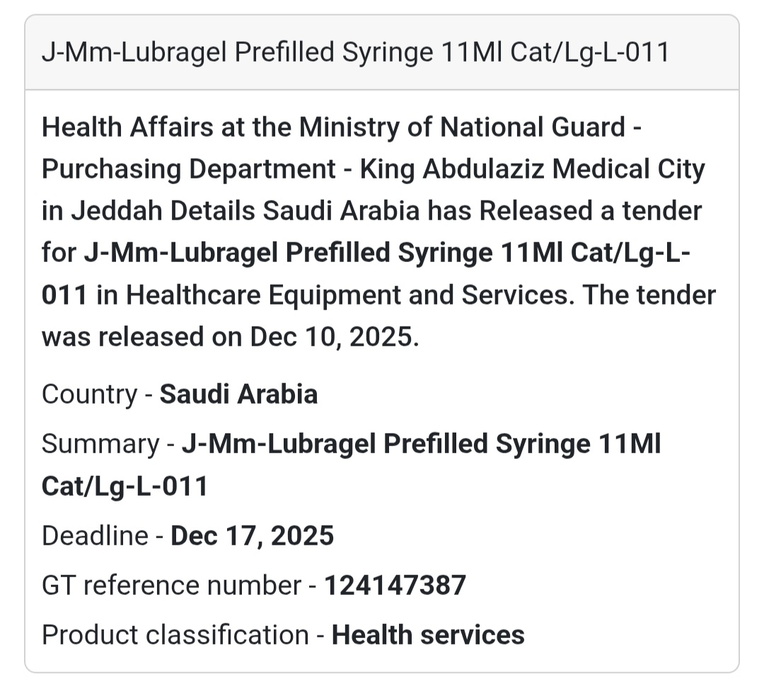 💉 Lubragel Prefilled Syringe (11 ml)