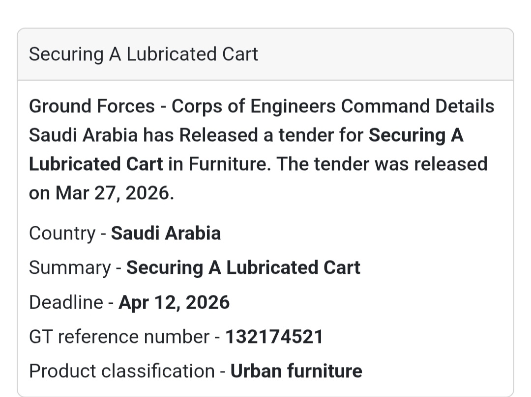 Lubricated Cart Procurement 🇸🇦