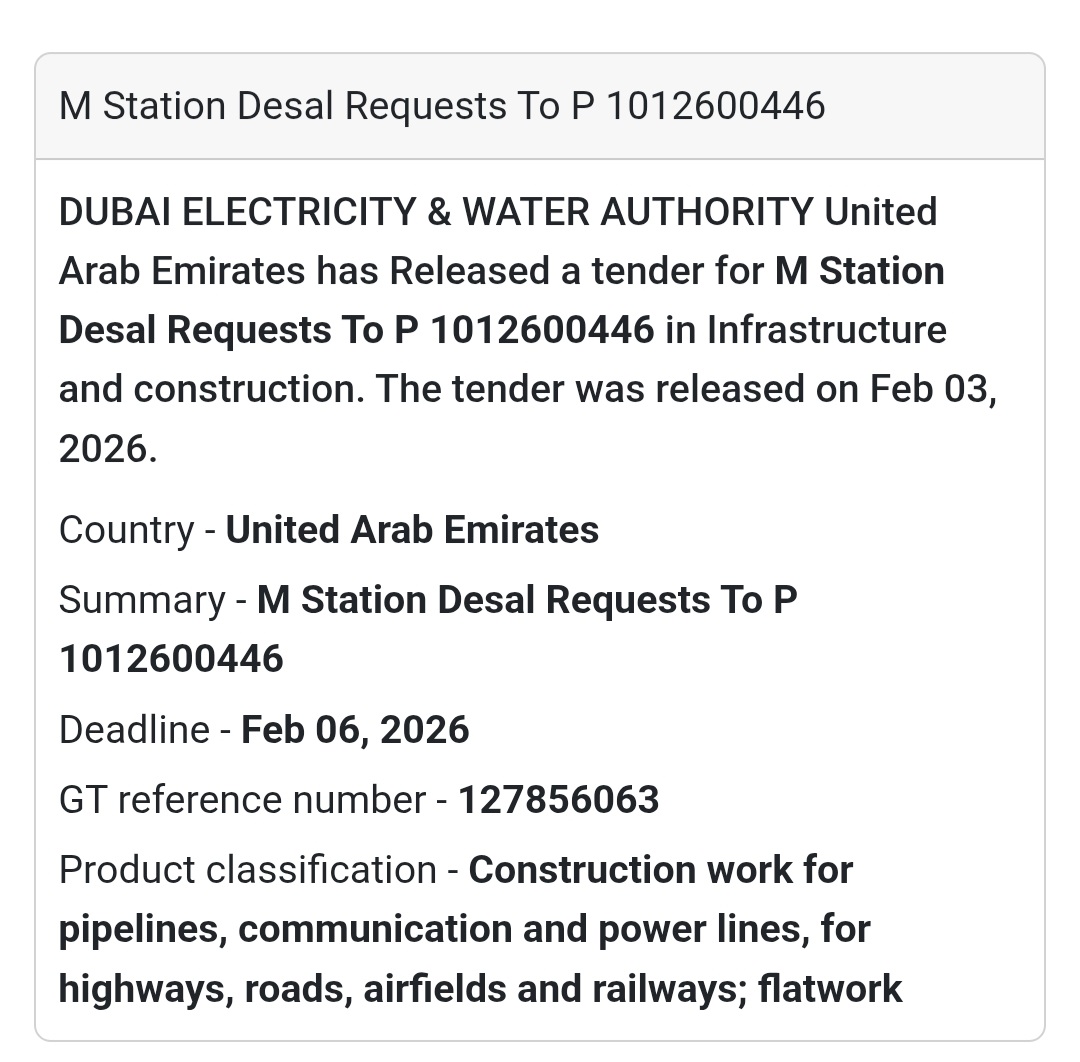 🚧 M Station Desal – Requests to Proceed Infrastructure & Construction | UAE 🇦🇪