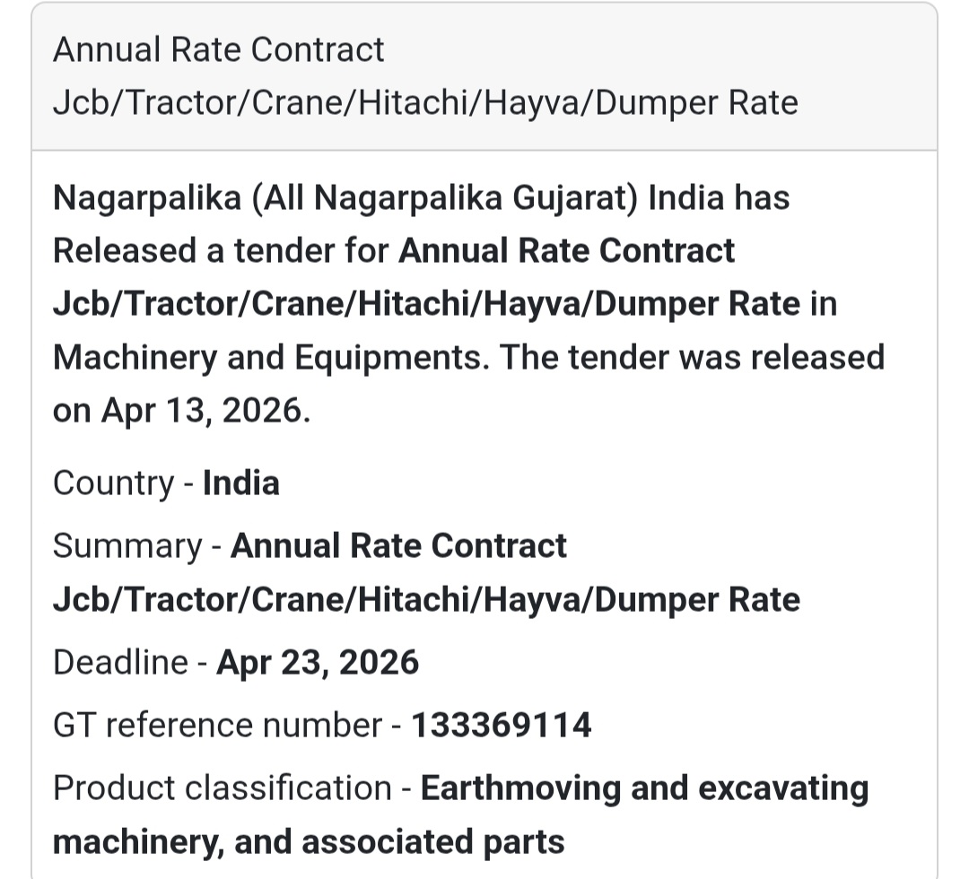 🚧 Machinery Rental Rate Contract (Gujarat)