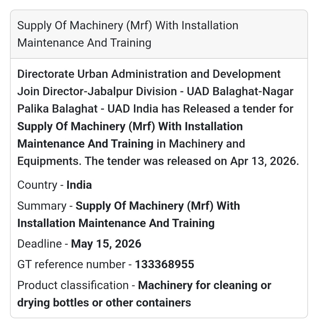⚙️ Machinery Supply with Installation & Training