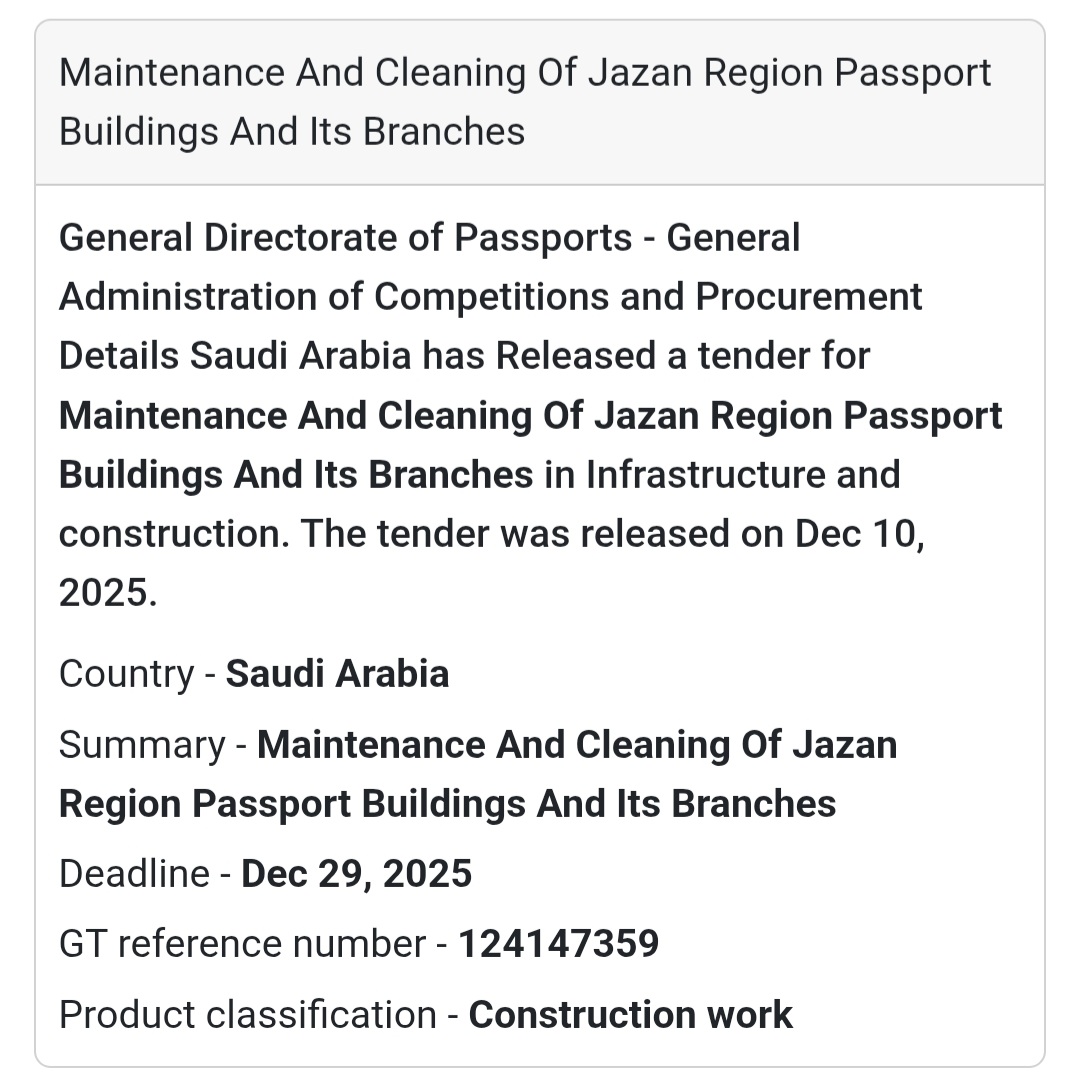 🧹 Maintenance & Cleaning – Jazan Passport Buildings