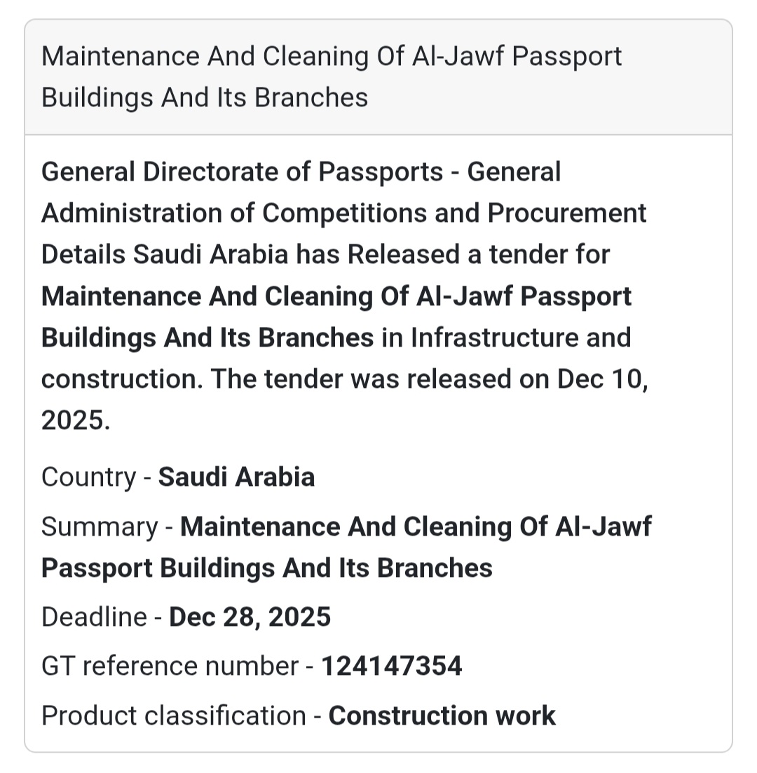 🧹 Maintenance & Cleaning of Al-Jawf Passport Buildings