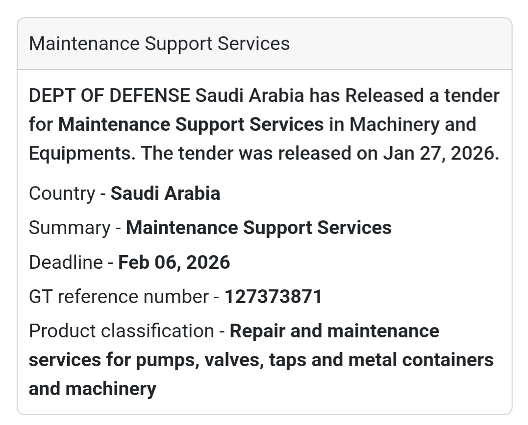 🛠️ Maintenance Support Services 🇸🇦 Saudi Arabia