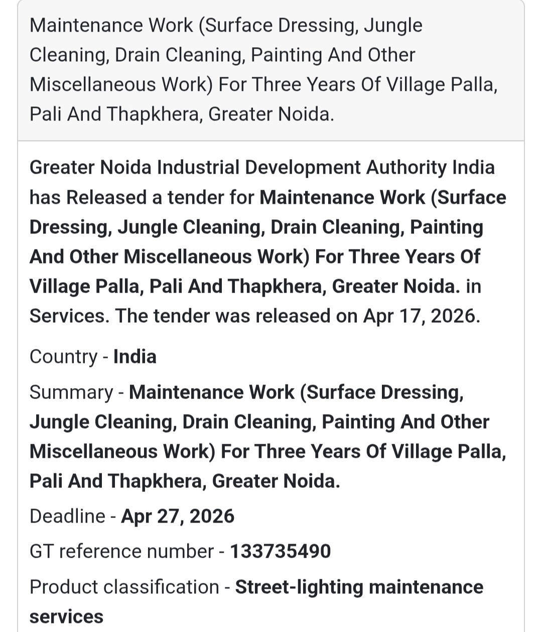 🧹 Maintenance Work – Greater Noida (3 Years)