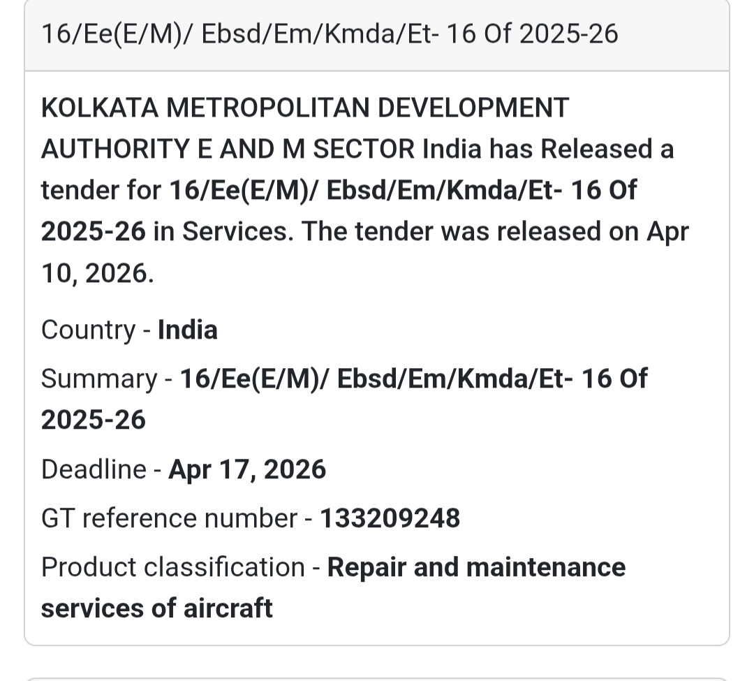 🛠️ Maintenance Work – KMDA (Tender 16)